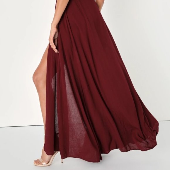 Lulus Heart of Marigold Burgundy Wrap Maxi Dress - Picture 5 of 8